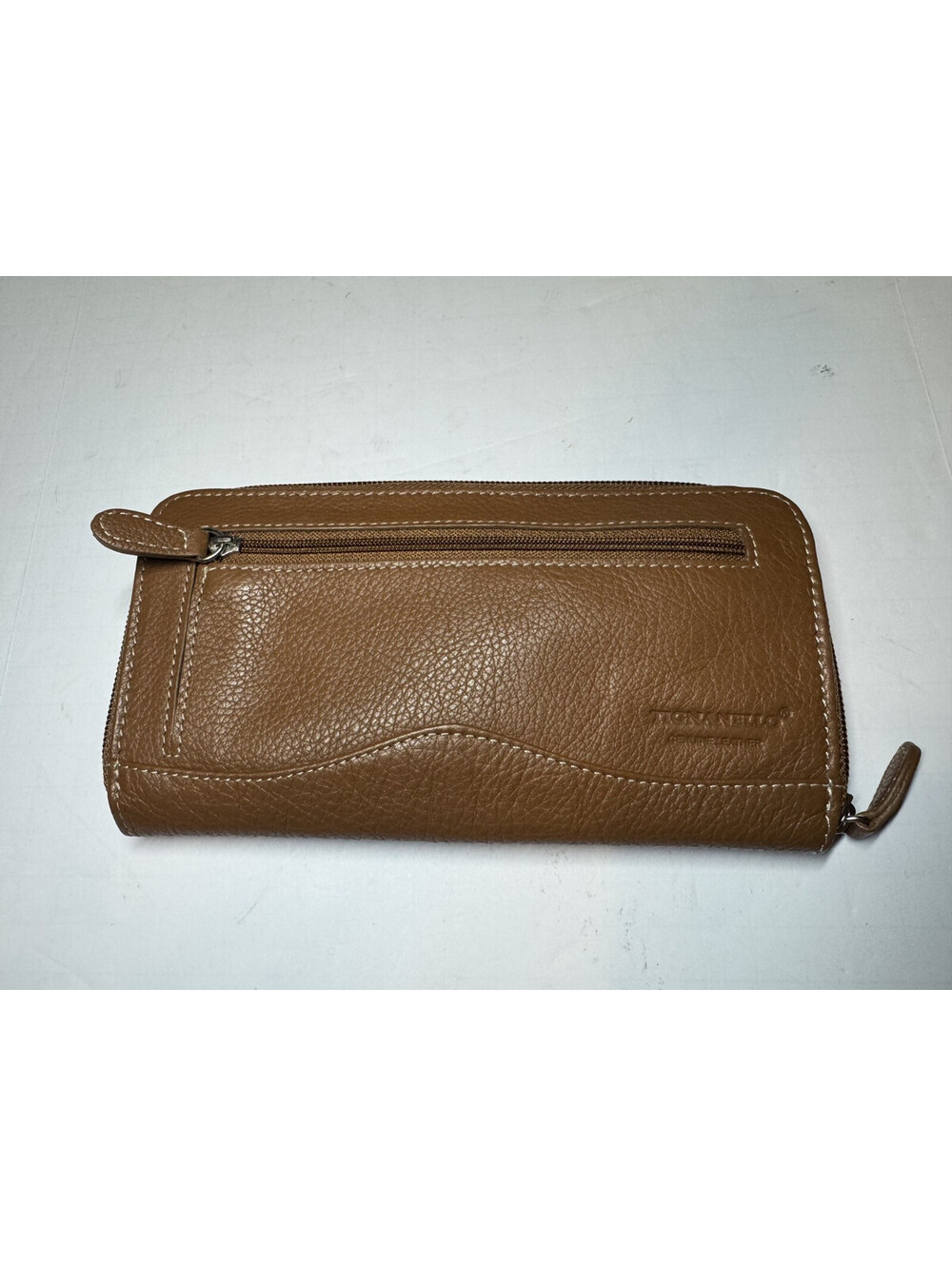 Tignanello Soft Leather Brown Zip Around Wallet Organizer Coin Great Condition